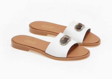 Flat σανδάλια με διακοσμητικο ελληνικής κατασκευής - Λευκό - Issue - 