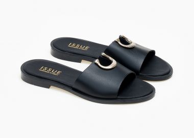 Flat σανδάλια με διακοσμητικο ελληνικής κατασκευής - Μαύρο - Issue - 