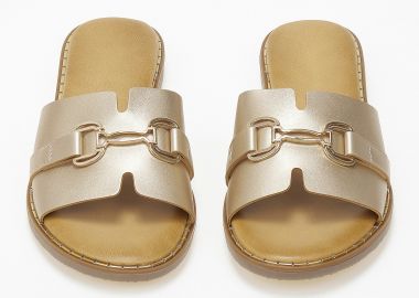 Φλατ σανδάλια με φάσα και αγκράφα - Χρυσό - Issue - 