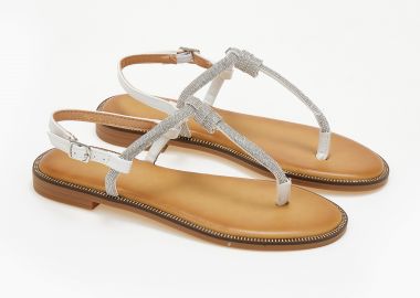 Φλατ σανδάλια με glitter - Λευκό - Issue - 