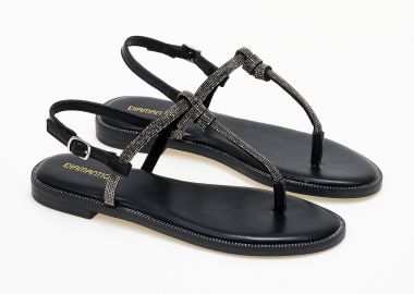 Φλατ σανδάλια με glitter - Μαύρο - Issue - 