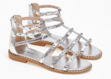 Φλατ σανδάλια με κλειστή φτέρνα και τρουκς - Ασημί - Issue - 