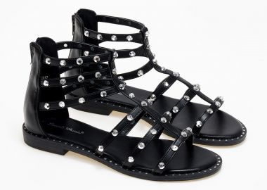 Φλατ σανδάλια με κλειστή φτέρνα και τρουκς - Μαύρο - Issue - 