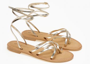 Flat σανδάλια με λεπτά λουράκια - Χρυσό - Issue - 
