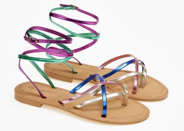Flat σανδάλια με λεπτά λουράκια - Multi - Issue - 
