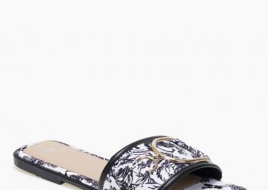 Flat σανδάλια με μεταλλική λεπτομέρεια - Μαύρο - Issue - 