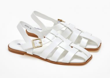Φλατ σανδάλια με πλεγμένα λουράκια - Λευκό - Issue - 