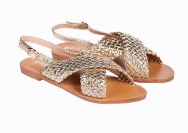 Flat σανδάλια με πλεκτό σχέδιο - Χρυσό - Issue - 