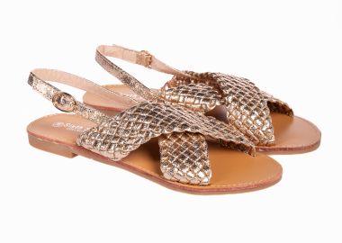 Flat σανδάλια με πλεκτό σχέδιο - Rose Gold - Issue - 