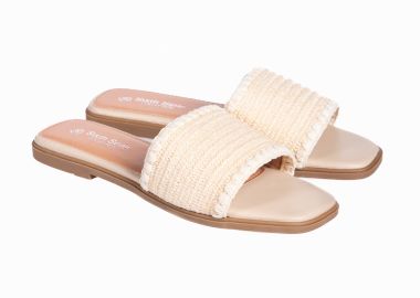 Flat σανδάλια με ψάθα - Μπεζ - Issue - 