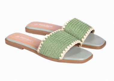 Flat σανδάλια με ψάθα - Πράσινο - Issue - 