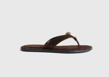 Flat σουέτ σανδάλια με μεταλλικό στοιχείο - 5206179119320 -  - 