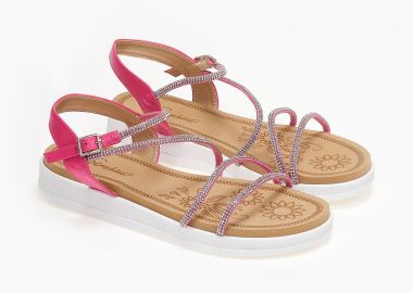 Flatform με glitter λουράκια - Φούξια - Issue - 