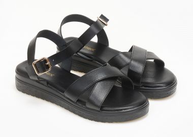 Flatform με λουράκια χιαστί - Μαύρο - Issue - 