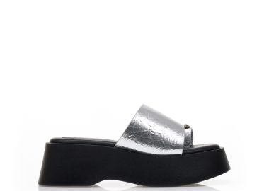 Flatforms ασημί δερματίνη με σχέδιο δαχτυλίδι ΑΣΗΜΙ - Tsoukalas - 