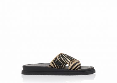 Flatforms χειροποίητα animal print δερματίνη με χιαστή φάσα ΤΙΓΡΕ - Tsoukalas - 