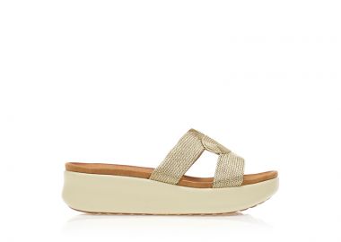 Flatforms χρυσά δερματίνη με σχέδιο πλέξη στην φάσα ΧΡΥΣΟ - Tsoukalas - 