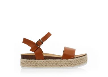 Flatforms εσπαντρίγιες κάμελ δερματίνη με λουράκι στον αστράγαλο ΚΑΜΕΛ - Tsoukalas - 