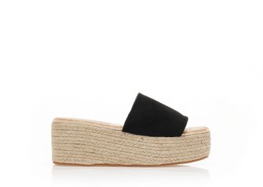 Flatforms εσπαντρίγιες μαύρες σουέτ ΜΑΥΡΟ - Tsoukalas - 