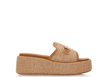 Flatforms κάμελ ψάθινα με αγκράφα ΚΑΜΕΛ - Tsoukalas - 