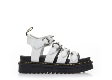 Flatforms λευκά δερματίνη με πολλαπλά λουράκια και τρουκς ΛΕΥΚΟ - Tsoukalas - 