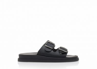 Flatforms μαύρα χειροποίητα δερματίνη με ρυθμιζόμενη φάσα ΜΑΥΡΟ - Tsoukalas - 