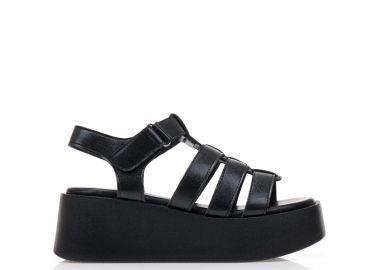 Flatforms μαύρα δερματίνη ΜΑΥΡΟ - Tsoukalas - 