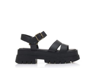 Flatforms μαύρα δερματίνη ΜΑΥΡΟ - Tsoukalas - 