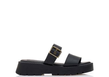 Flatforms μαύρα δερματίνη ΜΑΥΡΟ - Tsoukalas - 