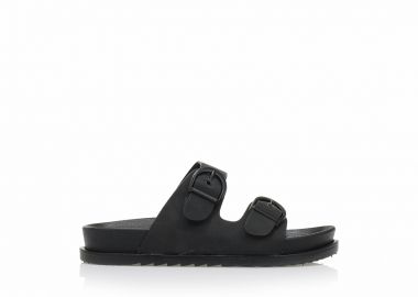 Flatforms μαύρα δερματίνη με διπλή φάσα ΜΑΥΡΟ - Tsoukalas - 