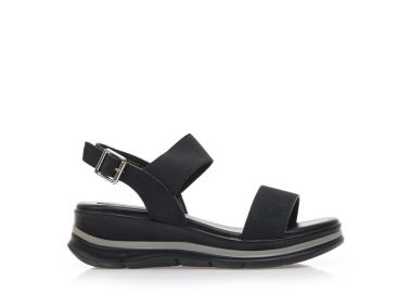 Flatforms μαύρα δερματίνη με λουράκι στον αστράγαλο ΜΑΥΡΟ - Tsoukalas - 