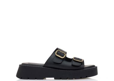 Flatforms μαύρα δερματίνη με ρυθμιζόμενη φάσα ΜΑΥΡΟ - Tsoukalas - 