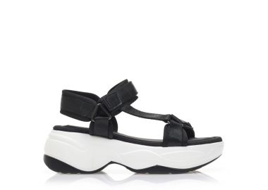 Flatforms μαύρα δερματίνη με σκρατς ΜΑΥΡΟ - Tsoukalas - 