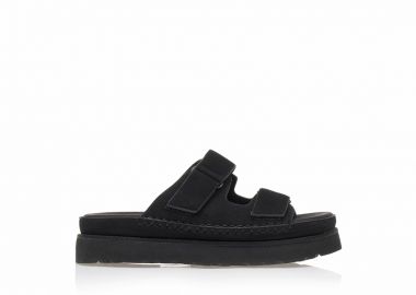 Flatforms μαύρα σουέτ με διπλή ρυθμιζόμενη φάσα ΜΑΥΡΟ - Tsoukalas - 