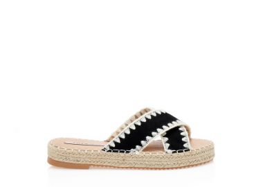 Flatforms μαύρα σουέτ με ψάθινη σόλα ΜΑΥΡΟ - Tsoukalas - 