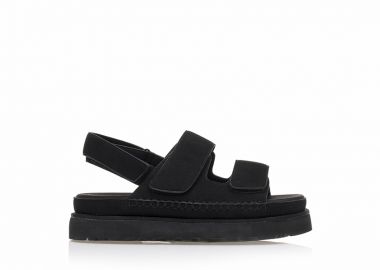 Flatforms μαύρα σουέτ με ρυθμιζόμενα λουράκια ΜΑΥΡΟ - Tsoukalas - 