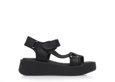 Flatforms μαύρα σουέτ με σκρατς ΜΑΥΡΟ - Tsoukalas - 