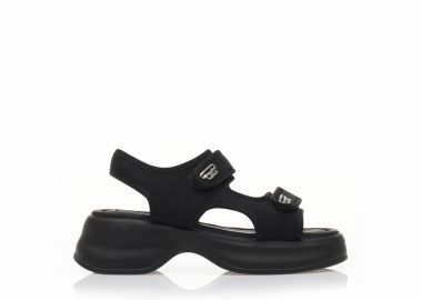 Flatforms μαύρα υφασμάτινα με σκρατς ΜΑΥΡΟ - Tsoukalas - 