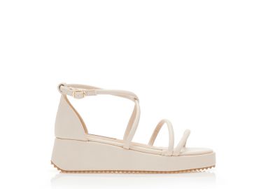 Flatforms μπεζ δερματίνη με πολλαπλά λουράκια ΜΠΕΖ - Tsoukalas - 