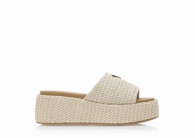 Flatforms μπεζ ψάθινα με αγκράφα ΜΠΕΖ - Tsoukalas - 