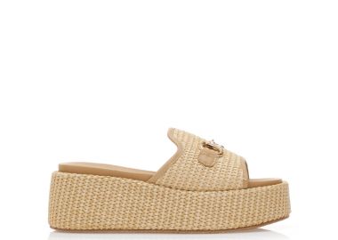 Flatforms μπεζ ψάθινα με αγκράφα ΜΠΕΖ - Tsoukalas - 