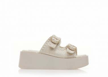 Flatforms μπεζ ψάθινα με διπλή ρυθμιζόμενη φάσα ΜΠΕΖ - Tsoukalas - 