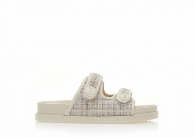 Flatforms μπεζ σουέτ με καρό σχέδιο και σκρατς ΜΠΕΖ - Tsoukalas - 