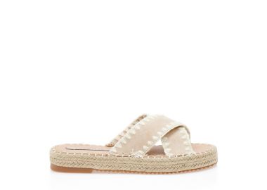 Flatforms μπεζ σουέτ με ψάθινη σόλα ΜΠΕΖ - Tsoukalas - 