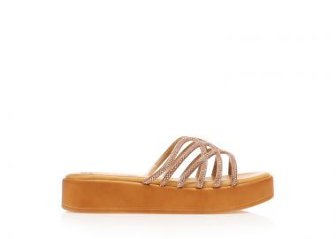 Flatforms μπρονζέ δερματίνη με ιδιαίτερη φάσα από στρας ΜΠΡΟΝΖΕ - Tsoukalas - 