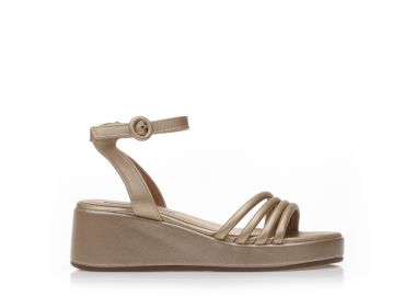 Flatforms μπρονζέ δερματίνη με πολλαπλά λουράκια ΜΠΡΟΝΖΕ - Tsoukalas - 