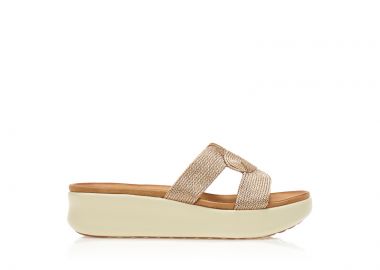 Flatforms μπρονζέ δερματίνη με σχέδιο πλέξη στην φάσα ΜΠΡΟΝΖΕ - Tsoukalas - 