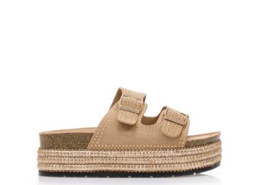 Flatforms πούρο σουέτ με χρυσά τρουκς ΠΟΥΡΟ - Tsoukalas - 