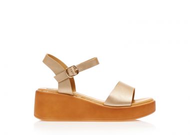 Flatforms TSOUKALAS χρυσά δερματίνη με λουράκι στον αστράγαλο ΧΡΥΣΟ - Tsoukalas - 