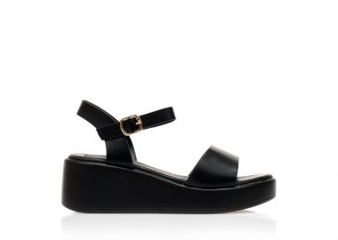 Flatforms TSOUKALAS μαύρα δερματίνη με λουράκι στον αστράγαλο ΜΑΥΡΟ - Tsoukalas - 